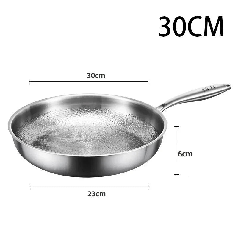 Stel 30cm stainless steel non-toxic frying pan with honeycomb texture and dimensions
