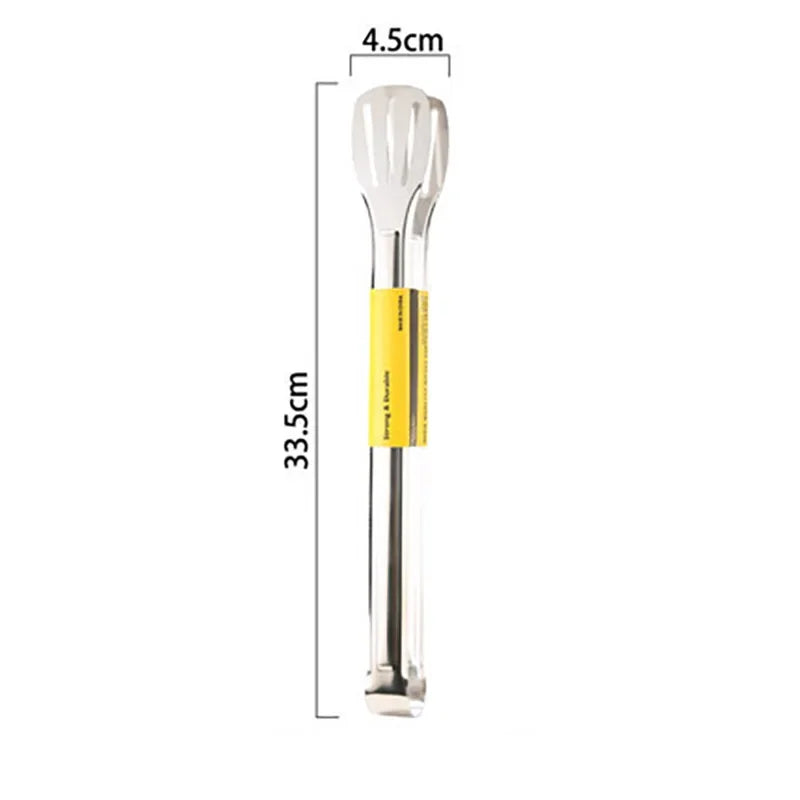 Stainless steel kitchen tongs 33.5cm long, 4.5cm wide, Stel non-toxic cookware tool
