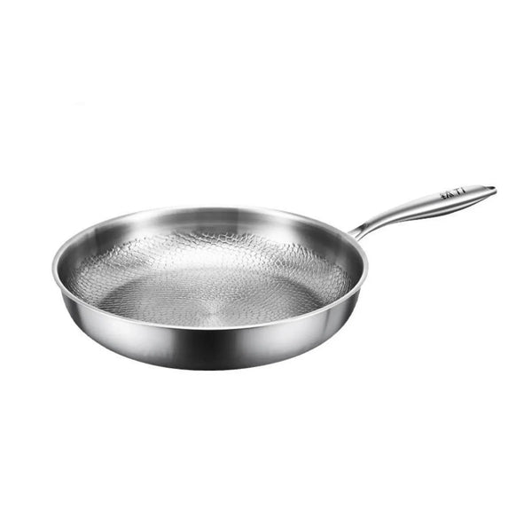 Stainless steel non-toxic frying pan with textured interior from STEL